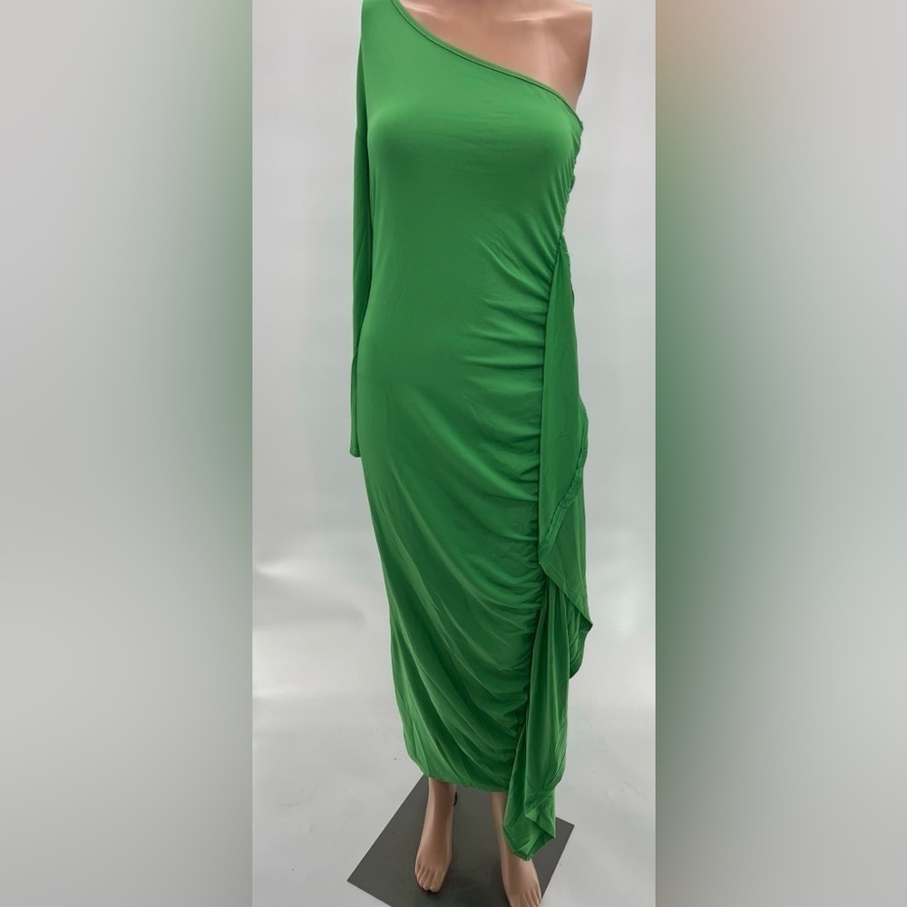 One Shoulder Ruches Asymmetrical Maxi Dress | Size S | NWOT - Picture 3 of 7